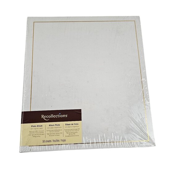 Recollections Photo Album White & Gold 3 Ring Holds 200 4x6 Photos 50 Sheets NIP - Picture 1 of 9